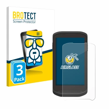 Front side of a product packaging with the brand logo BROTECT. Next to it is the device Zebra TC25 shown with the correspondin