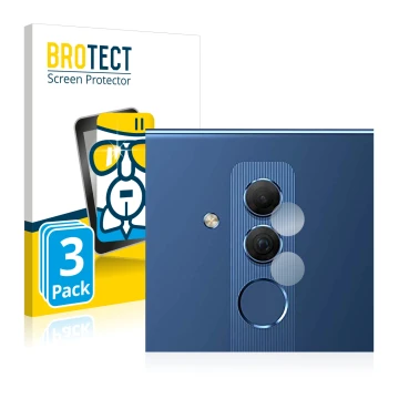 Front side of a product packaging with the brand logo BROTECT. Next to it is the device Huawei Mate 20 lite (ONLY Camera Lens)