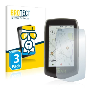 Front side of a product packaging with the brand logo BROTECT. Next to it is the device A-Rival Teasi One4 shown with the corr