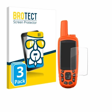 Front side of a product packaging with the brand logo BROTECT. Next to it is the device Garmin Astro 430 shown with the corres