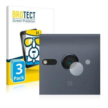 Front side of a product packaging with the brand logo BROTECT. Next to it is the device Sony Xperia XZ2 Compact (ONLY Camera L