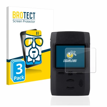 Front side of a product packaging with the brand logo BROTECT. Next to it is the device Motorola Advisor TPG2200 shown with th