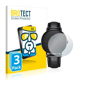 Front side of a product packaging with the brand logo BROTECT. Next to it is the device Alienwork IK Watch (36 mm) shown with 