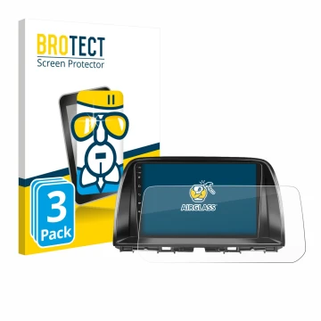 Front side of a product packaging with the brand logo BROTECT. Next to it is the device Mazda CX-5 2017 Infotainment System sh