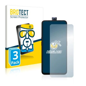 Front side of a product packaging with the brand logo BROTECT. Next to it is the device Oppo F11 Pro shown with the correspond