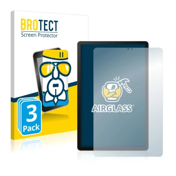 Front side of a product packaging with the brand logo BROTECT. Next to it is the device Samsung Galaxy Tab S5e LTE 2019 shown 