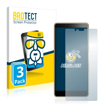 Front side of a product packaging with the brand logo BROTECT. Next to it is the device Sony Xperia L3 shown with the correspo