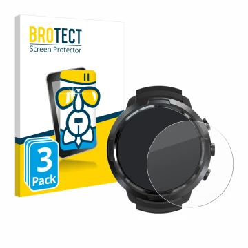 Front side of a product packaging with the brand logo BROTECT. Next to it is the device Suunto D5 shown with the corresponding