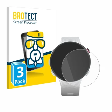 Front side of a product packaging with the brand logo BROTECT. Next to it is the device Garmin Forerunner 45S shown with the c