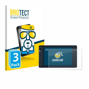 Front side of a product packaging with the brand logo BROTECT. Next to it is the device SmallHD 703 Bolt Wireless Monitor show