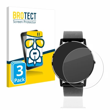 Front side of a product packaging with the brand logo BROTECT. Next to it is the device Holalei Fitness Tracker 1.3