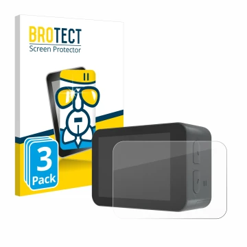 Front side of a product packaging with the brand logo BROTECT. Next to it is the device Akaso V50X shown with the correspondin