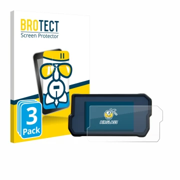 Front side of a product packaging with the brand logo BROTECT. Next to it is the device KTM 790 Adventure 2019+ shown with the