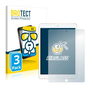 Front side of a product packaging with the brand logo BROTECT. Next to it is the device Apple iPad 10.2