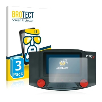 Front side of a product packaging with the brand logo BROTECT. Next to it is the device Märklin Central Station 3 Plus shown w