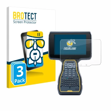 Front side of a product packaging with the brand logo BROTECT. Next to it is the device Trimble TSC7 Controller shown with the