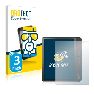 Front side of a product packaging with the brand logo BROTECT. Next to it is the device Tolino Epos 2 shown with the correspon