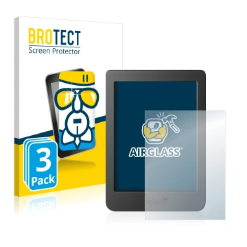 Front side of a product packaging with the brand logo BROTECT. Next to it is the device Tolino Page 2 shown with the correspon