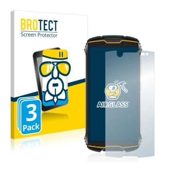 Front side of a product packaging with the brand logo BROTECT. Next to it is the device Cubot King Kong Mini shown with the co