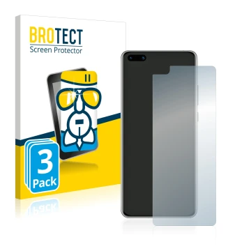 Front side of a product packaging with the brand logo BROTECT. Next to it is the device Huawei P40 shown with the correspondin