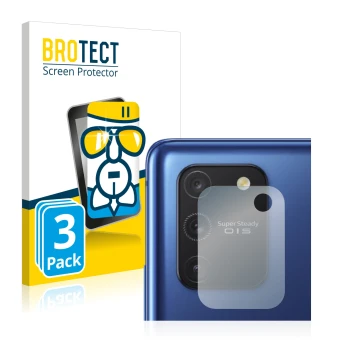 Front side of a product packaging with the brand logo BROTECT. Next to it is the device Samsung Galaxy S10 Lite (ONLY Camera L