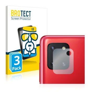 Front side of a product packaging with the brand logo BROTECT. Next to it is the device Samsung Galaxy Note 10 Lite (ONLY Came