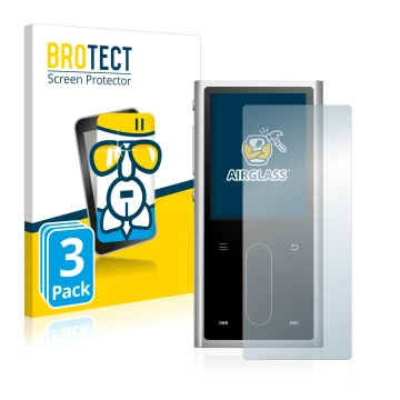 Front side of a product packaging with the brand logo BROTECT. Next to it is the device FiiO M3K shown with the corresponding 