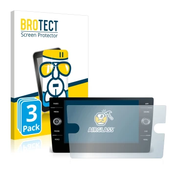 Front side of a product packaging with the brand logo BROTECT. Next to it is the device Volkswagen Touran 2017 Discover Media 