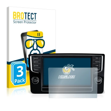 Front side of a product packaging with the brand logo BROTECT. Next to it is the device Volkswagen Golf Sportsvan 2015 Discove
