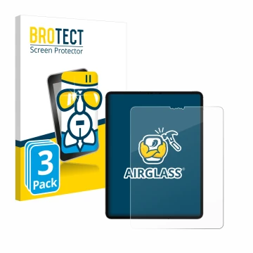 Front side of a product packaging with the brand logo BROTECT. Next to it is the device Apple iPad 12.9