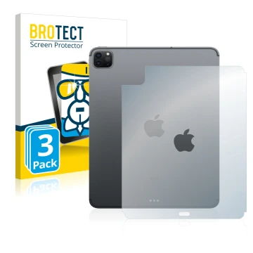 Front side of a product packaging with the brand logo BROTECT. Next to it is the device Apple iPad Pro 11