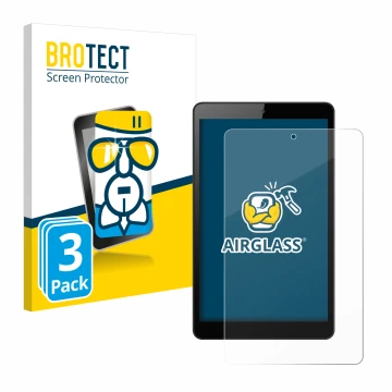 Front side of a product packaging with the brand logo BROTECT. Next to it is the device Huawei MediaPad M5 Lite 8