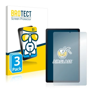 Front side of a product packaging with the brand logo BROTECT. Next to it is the device Samsung Galaxy Tab S6 Lite 2020 shown 