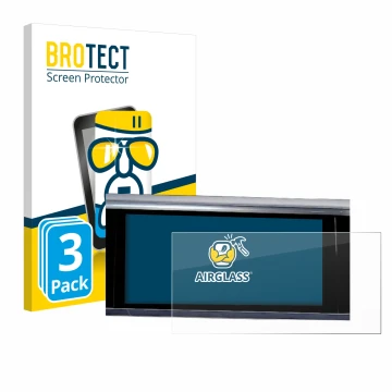 Front side of a product packaging with the brand logo BROTECT. Next to it is the device Audi A6 2018 MMI Navigation Plus 10.1