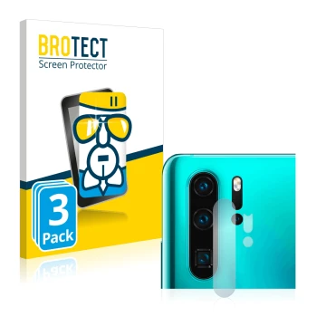 Front side of a product packaging with the brand logo BROTECT. Next to it is the device Huawei P30 Pro New Edition (ONLY Camer