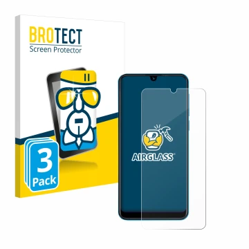 Front side of a product packaging with the brand logo BROTECT. Next to it is the device Beafon M6 shown with the corresponding