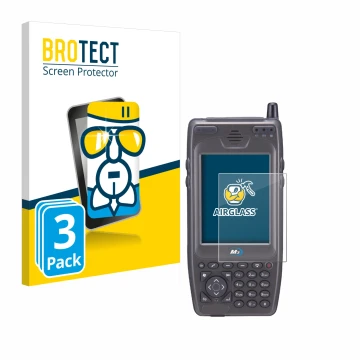 Front side of a product packaging with the brand logo BROTECT. Next to it is the device M3 Mobile M3 SKY MC-7500S shown with t