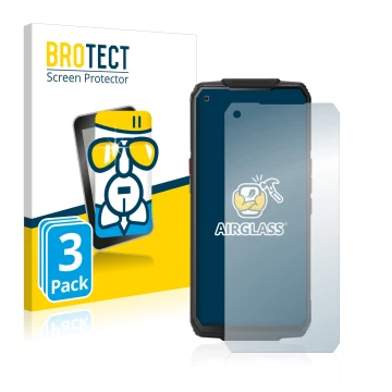 Front side of a product packaging with the brand logo BROTECT. Next to it is the device Oukitel WP7 shown with the correspondi