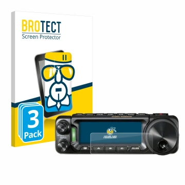 Front side of a product packaging with the brand logo BROTECT. Next to it is the device Yaesu FT-891 shown with the correspond