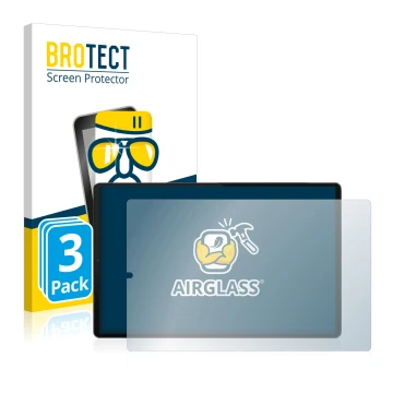 Front side of a product packaging with the brand logo BROTECT. Next to it is the device Lenovo Tab M10 FHD Plus (Landscape) sh