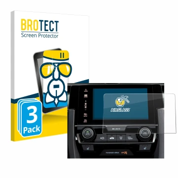 Front side of a product packaging with the brand logo BROTECT. Next to it is the device Honda Civic 2020 Infotainment System 2