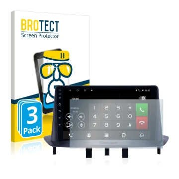 Front side of a product packaging with the brand logo BROTECT. Next to it is the device Pioneer AVH-Z5200DAB shown with the co
