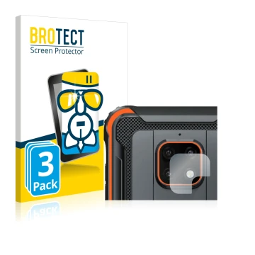 Front side of a product packaging with the brand logo BROTECT. Next to it is the device Blackview BV4900 Pro (ONLY Camera Lens