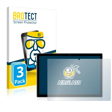 Front side of a product packaging with the brand logo BROTECT. Next to it is the device Teclast P20HD shown with the correspon
