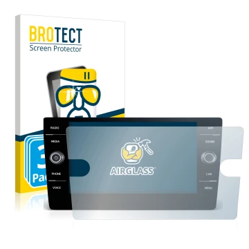 Front side of a product packaging with the brand logo BROTECT. Next to it is the device Volkswagen T-Roc United TSI 2020 Disco