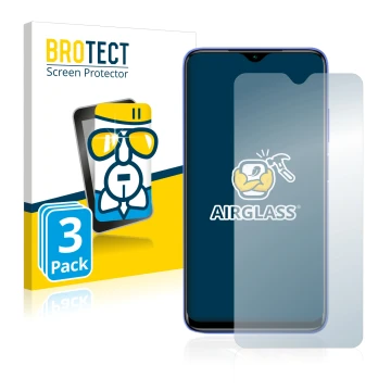 Front side of a product packaging with the brand logo BROTECT. Next to it is the device Xiaomi Redmi 9T shown with the corresp