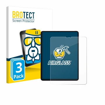 Front side of a product packaging with the brand logo BROTECT. Next to it is the device Apple iPad Pro 12.9