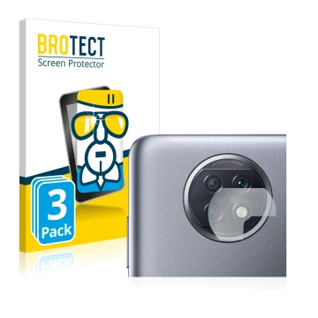 Front side of a product packaging with the brand logo BROTECT. Next to it is the device Xiaomi Redmi Note 9T 5G (ONLY Camera L