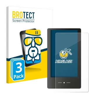 Front side of a product packaging with the brand logo BROTECT. Next to it is the device REINER SCT timeCard Terminal 3 shown w
