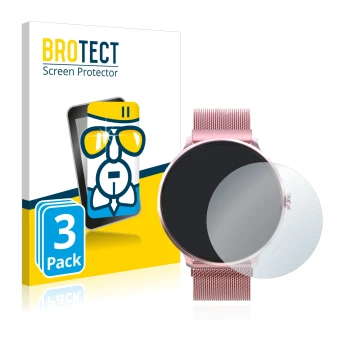 Front side of a product packaging with the brand logo BROTECT. Next to it is the device Bebinca Smartwatch shown with the corr